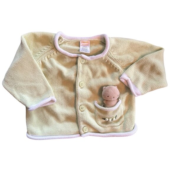 Gymboree Sweet Pea Embroidered Attached Squirrel Plush Cardigan 6-12 Months - Picture 1 of 8